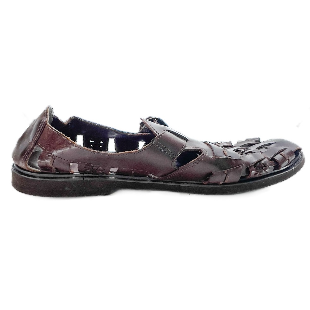 Men's Brown Leather Woven Sandals - Picture 7 of 10